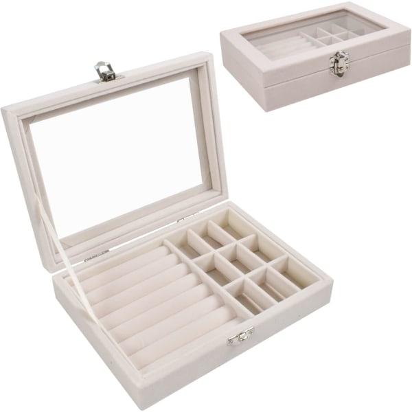 Smyckeskrin 9 fack smyckesförvaring, beige