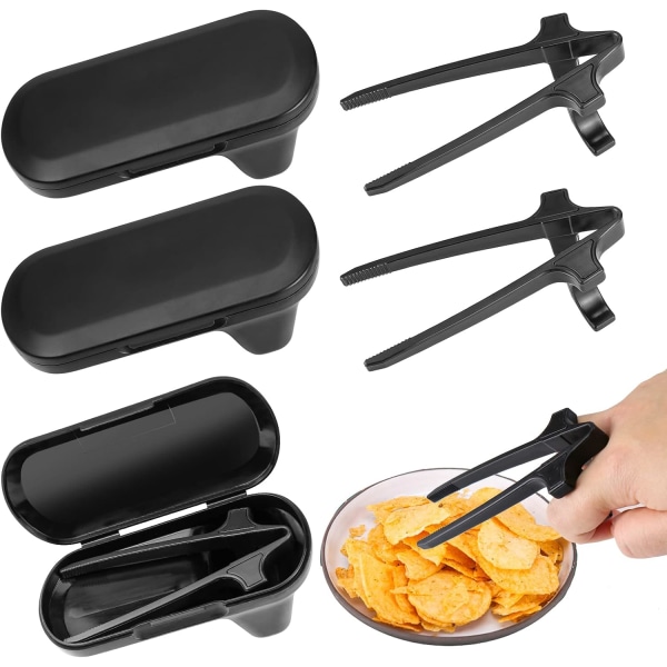 Gamer Finger spisepinner (med boks), snacks spisepinner, håndsnack spisepinner, snack grabber (svart, 3-pakning)