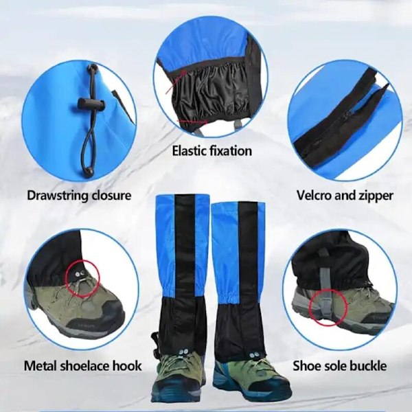 Gamasjer for fotturer, vanntette snøgamasjer, gamasjer for fotturer, beskyttelse for utendørsaktiviteter, vanntette gamasjer for fotturer, gåturer, jakt, ski, vind