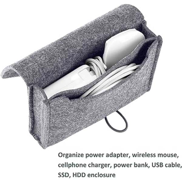 Järjestyslaukku hiirelle ja Macbook-laturille, klassinen huopa suojakotelo 2 osastoa, ei katoamista lisävarusteiden, kuten kaapelin, USB-tikun, B:n säilytykseen