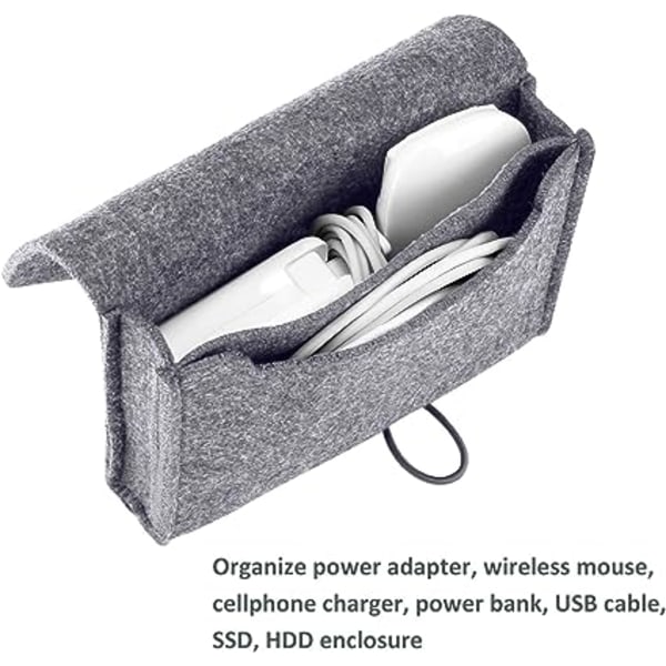 Organizer-väska för mus och Macbook-laddare, klassiskt skyddsfodral i filt med 2 fack, ingen förlust för förvaring av tillbehör som kabel, USB-minne, B