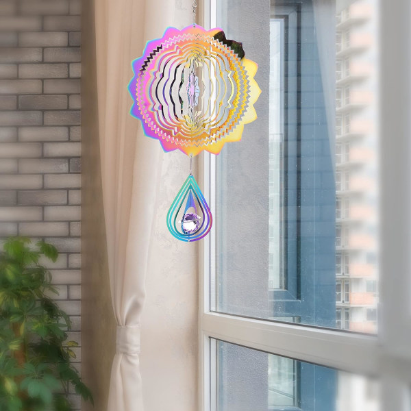 Riippuva tuulipyöri 6 tuuman ruostumattomasta teräksestä 3D värikäs Art Kinet