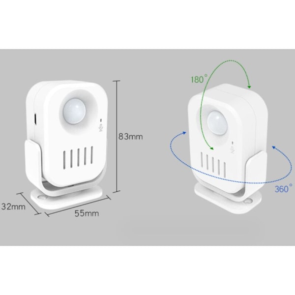 Bevægelsessensor alarm/klokke/advarsel, Velkomst indgangsspil for butik drevet af batteri, 553283mm, hvid, 1 stk - spiles ikke inkluderet