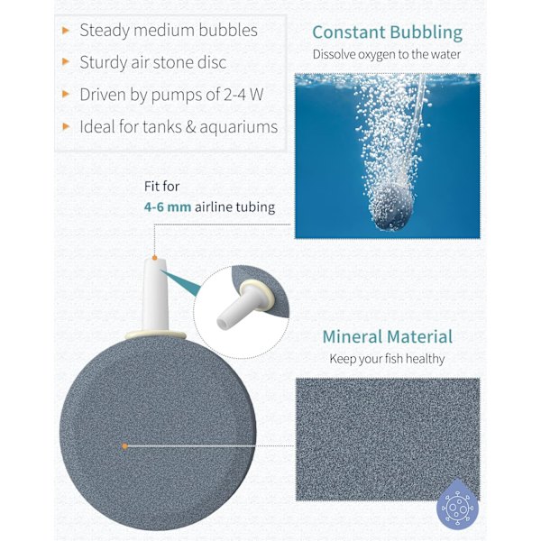 4 pakker Luftausströmer Aquarium Disc Bubbler 4cm Bubble Release T
