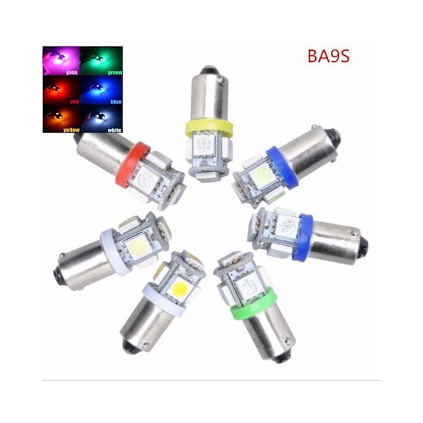 (Grön) Ba9s LED med 5 SMD5050-chips 2-pack T4W Silvergrå Grön Grön 2-pack