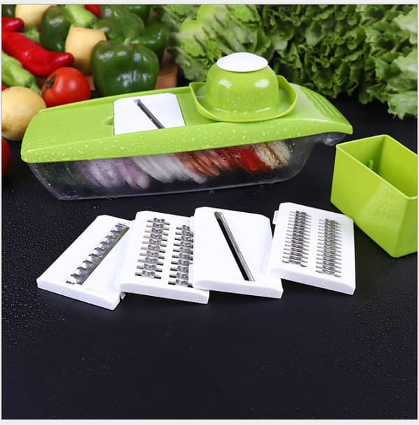 Slicer + Matvarekutter - 6 i 1 Grønnsakskutter - Premium Potetskutter, Pommes Frites Kutter, Løk Kutter, Grønnsakskutter - Lett og enkel t