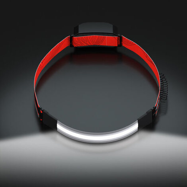 Kevyt USB-ladattava LED-leirintä otsalamppu, COB-otsalamppu pehmeällä laastarilla, yhden kosketuksen kytkin