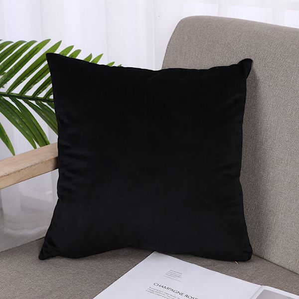 Set med 2 putetrekk 45x45cm Dekorativ Chenille Sofa Dekorative Putetrekk for Soverom Firkant Ensfarget for Stol, Bil, Kontor, Svart