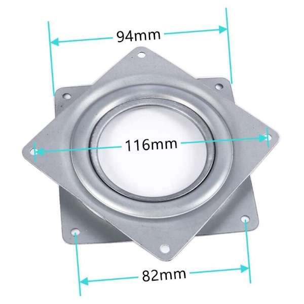 Kulelager dreieplate, dreieplate, dreiefot, 360 graders roterende plate, dreie firkantet metall, stang for dreibar båtkrakk, seteplate for dreiekrakk