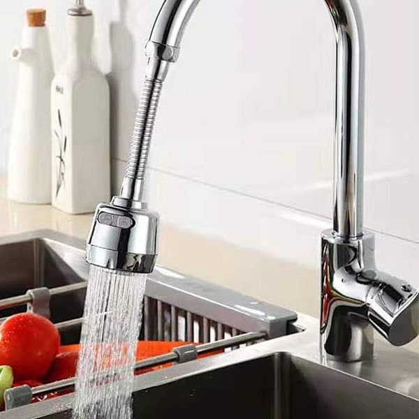 Kranmunstycke, kökskranförlängning, kranfläkt, 17 cm, spraykranförlängning, 360 ° roterande kranförlängning, skum- och regnläge