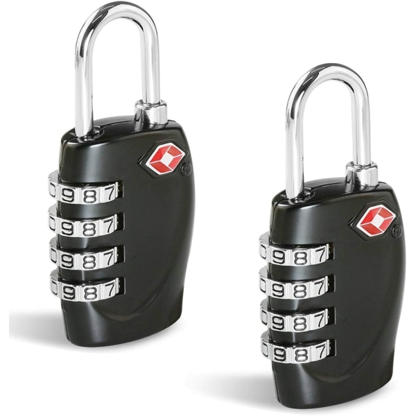 Kuffertlåse - 1, 2, 3, 4, 5, 6 pakke 4-cifret rejsekombination sikkerhedshænglås til kufferter bagage etui kode lås - sort (pakke med 2)