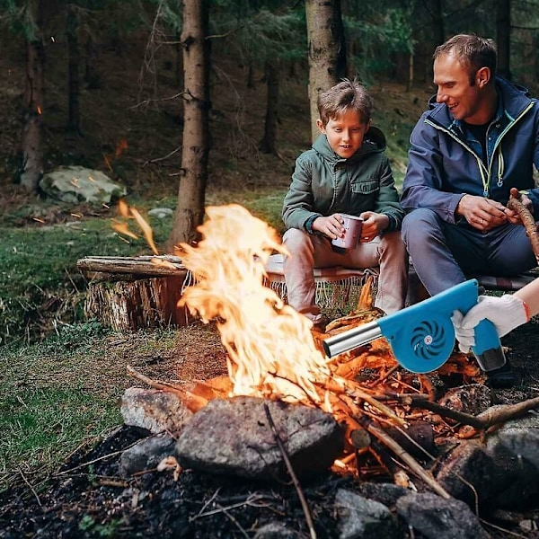 Ulkoilu BBQ Camping Sähköinen Kärsimys Ladattava Suuri Tuuli Pieni Puhallin (Sininen)