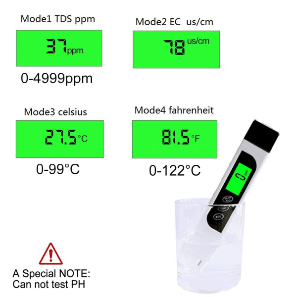 3 i 1 LCD Vattenkvalitetsmonitor Analysator Digital Vattenkvalitetsmätare Akvarium EC/TDS/Temp Flerfunktions Poolmätare