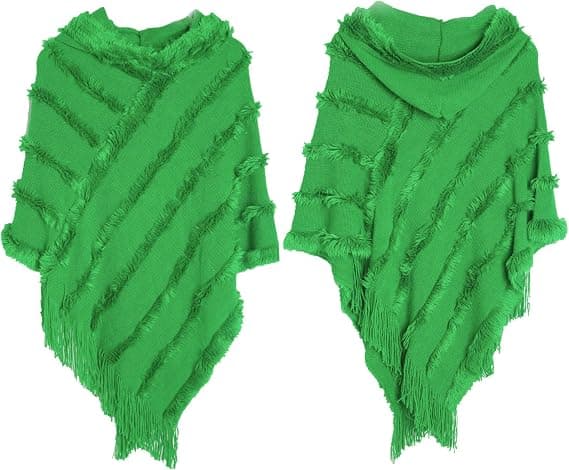 Vinter Sjal Sjal Oversized Hætte Kappe Kvinders Elegant Kappe Tørklæde Pullover Lang Strikkede Varm Sweater Kappe(grøn)
