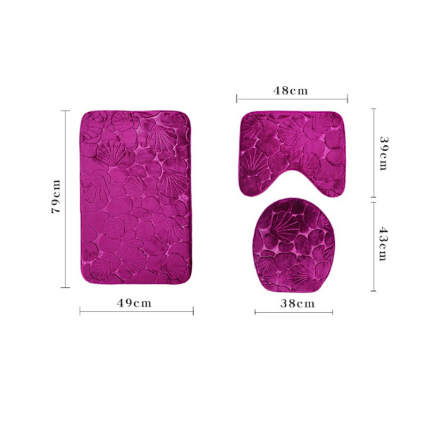 Flanell golvmatta, toalettlock, toalettmatta, badrumsmatta, tredelad, A07