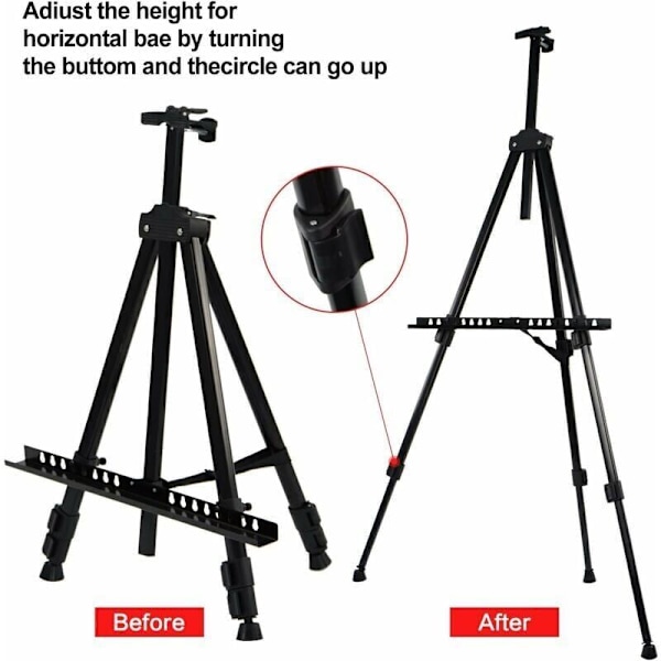 Förstärkt Staffli för Konstnärer, 53-178 cm Justerbar Höjd Extra Tjockt Aluminium Metall Display Staffli med Portabel Väska för Golv/Bordsritning och Display.