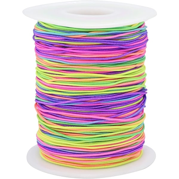 100 meter fargerik elastisk perletau, elastisk snor regnbueperle r