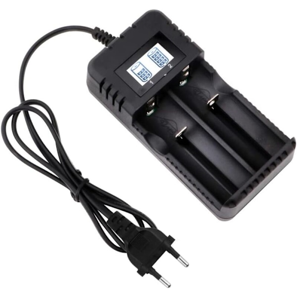 18650 Universell batteriladdare Intelligent snabbladdningshuvud med 2 fack med LCD-skärm kompatibel med en mängd olika Li-ion-batterier 3,7 V 266