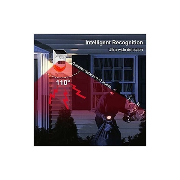 Solcellsdriven Stroboskopisk Larmlampa med Rörelsesensor Utomhuslarmsiren med Fjärrkontroll 120dB Hög Säkerhetssiren IP67 Vattentät och 4 Lägen för Hem, Fa