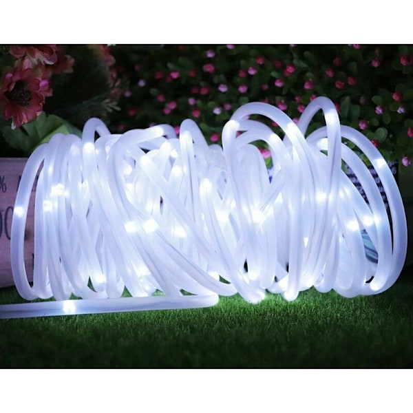 SOLARLJUSSLINGA Utomhus, 12m 100 LED SOLCELLSLJUSSLINGA Vattentät, 8 Belysningslägen Dekorativ lampa för trädgård, uteplats, staket, födelsedag, bröllop (v