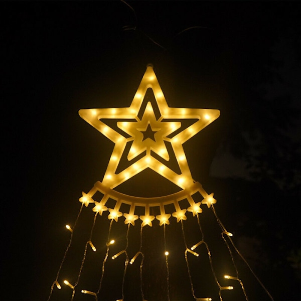 Valosarjat, aurinkokennolla toimivat pentagrammivalot, 9 LED-meteoriittivaloa, ulkokäyttöön puutarhakoristeeksi