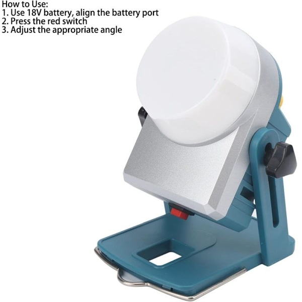 18V Værktøjslampe - 1600lm LED Lithium Batteri Interface Justerbar Arbejdslampe TPDL‑18W