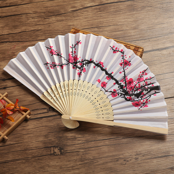 2 japanske foldevifter til bryllup med frynser farverig silkesakura