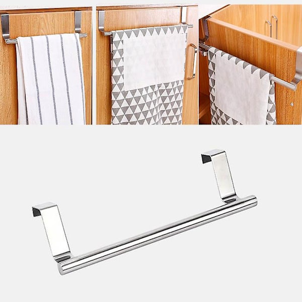 Håndkleholdere over kjøkkenskapdør Håndkleholderstang Hengeholder Baderomshylle Hylle Hjemmearrangør Lang veggkrok(23,5*2cm)