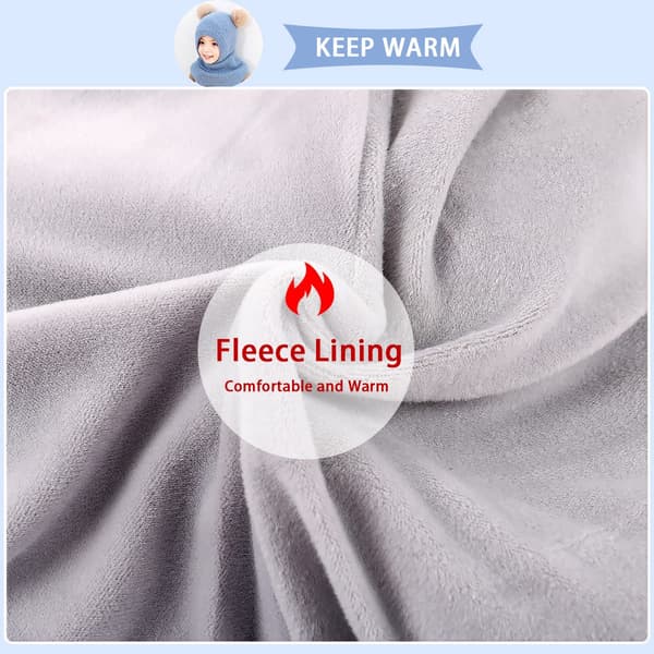 Barn Vinter Varma Mössa Halsduk, Varm Stickad Luva Mössa, Öronmuffar, Dubbel Pom Pom Design, Mössa, Fleece Foder, För Småbarn Flickor Pojkar (Blå)