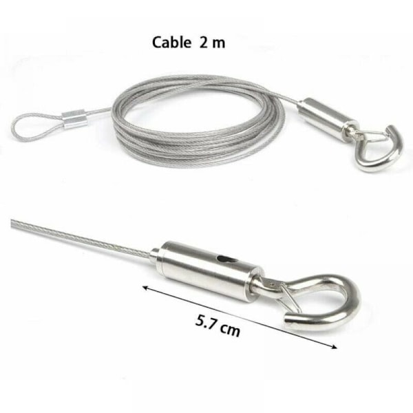 1,5 mm x 2 m 2 m rum med rustfri stålkabler kabel til gardiner justerbar lysekrone reb til bordramme, tråd Etendoir udendørs linned, fastgørelse