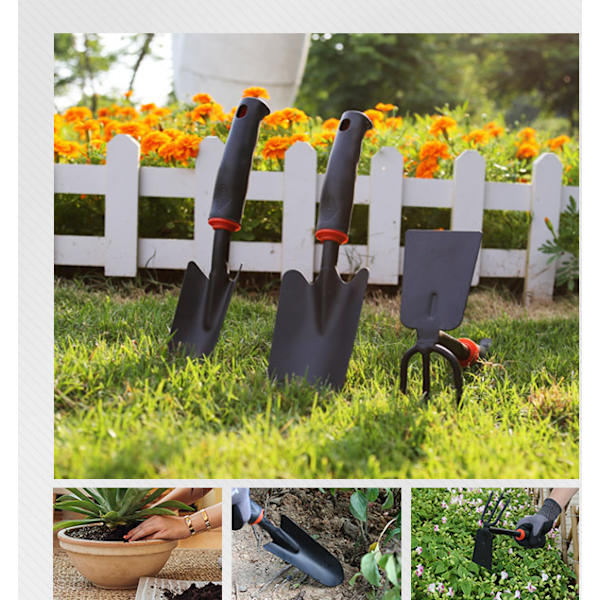 Transplanter Tykk hagesett blomst og grønnsak verktøy spade blomsterspade dobbeltbruk hakke potte sukkulent stor tredelt sett ekstra stor