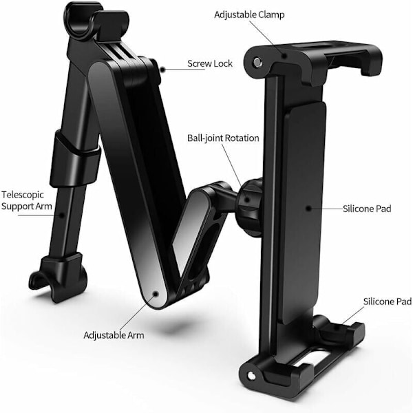 Bil Tabletthållare, Universal Bil Tabletthållare Nackstöd Fäste 360° Rotation Justerbar Storlek 6-12 Tum för iPad 2/3/4 / Mini/Air, Samsung Galaxy Tab an