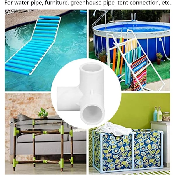3-vejs vinkelforbindelser, 10 stk. PVC-plast 3-vejs PVC-slangeforbindelse Turk-vinkelstik, PVC PVC-rørforbindelser i PVC 20 mm indvendig diameter