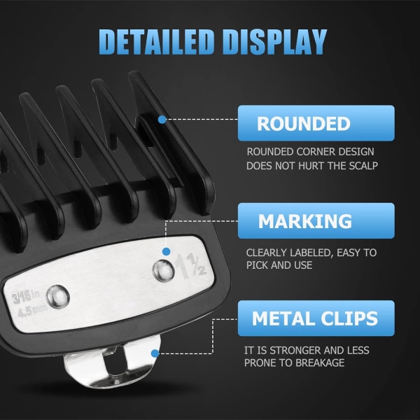 10-delt klippeskær til Wahl, Ancable trådløse klippeskær til Wahl 0,5, 1, 1,5, 2, 3, 4, 5, 6, 7, 8 med 1/16\" til 1\" ( 1,5-25 mm)