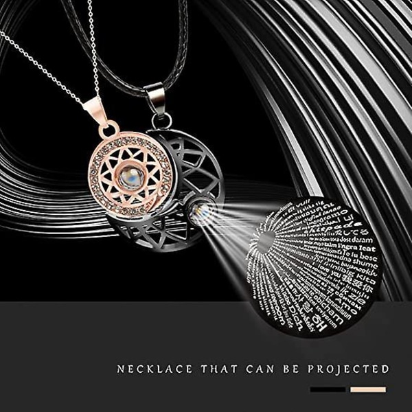 Projection Necklace (Rose Gold + Gun Black), Sun And Moon Project