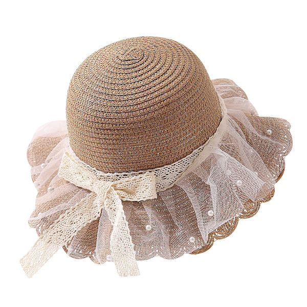 Liten flicka halmhatt UPF 50 Barn Sommar Strand Packable Strandhattar Toddler Flickor Söta Floppy Bowknot Hinkhattar