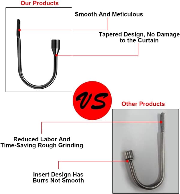 2 stk. (sort) - Gardinopsamlings U-design krog Metalgardinopsamlinger Gardinopsamlingsholdere Gardinopsamlinger