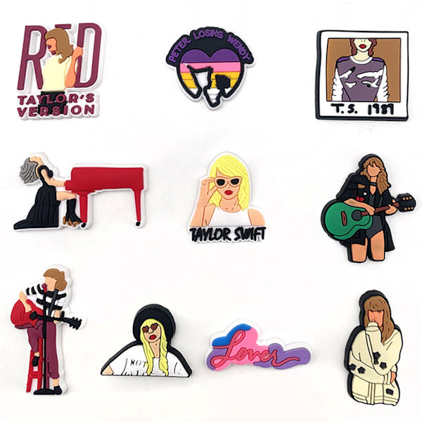 10 stk. 3D træsko sandaler pynt (Taylor Swift), sko charms, søde sko pynt til træsko sko sandal armbånd DIY