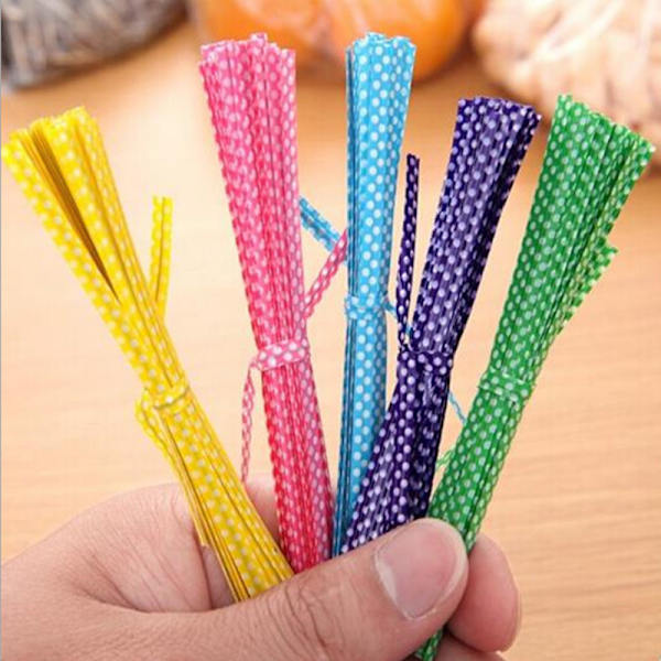 500 stk. Point/Dot Tie Tie/Fil Fer/Twist Tie 4 tommers poseforpakning for cellofanposer, Seremoni tie tie
