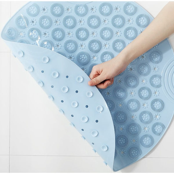 PVC Rund halkfri badrumsmatta Hushåll Duschrum Hydrofob Snabbtorkande Sugkopp Golvmatta Badrum Massage Fotdyna, Rosa