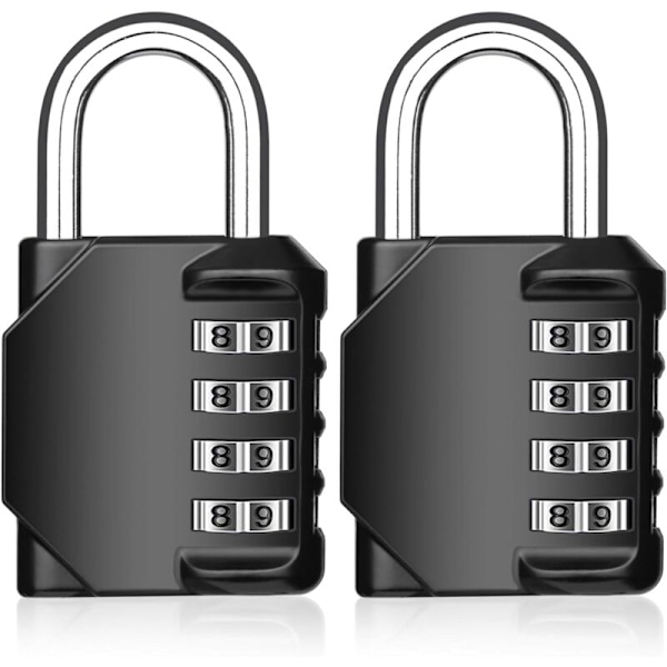Kombinationslås, 2-pack kombinationslås 4-siffrigt med 4-siffriga cadenas av gymnastikresistent resistent mot kombinationslås för skolhållare