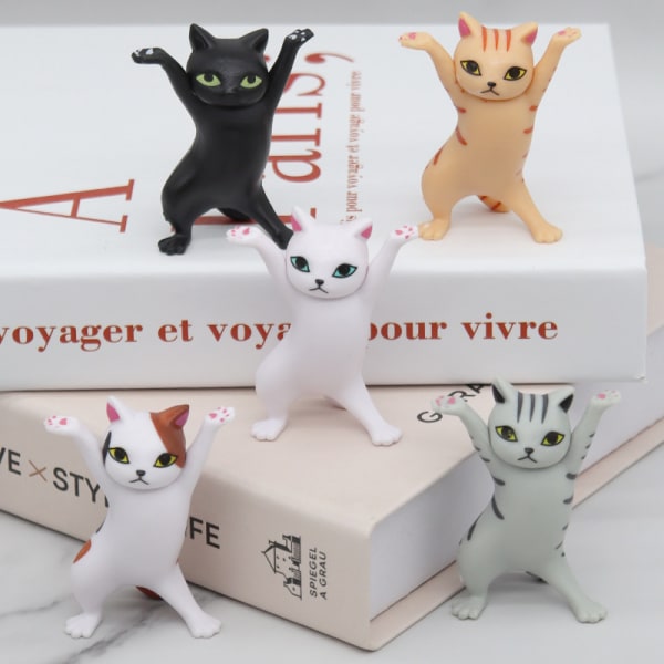 Sett med 5 dansende katter og penneholder, Funny Cat pennholder, Danci
