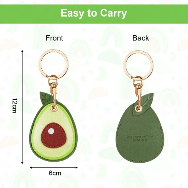 Airtag nøglering, søde PU-etuier til Apple AirTag, bærbar nøglefinder til børn, kæledyr, nøgler, [adgangskontrol nøgleholder] (Airtag medfølger ikke) (Avocado)