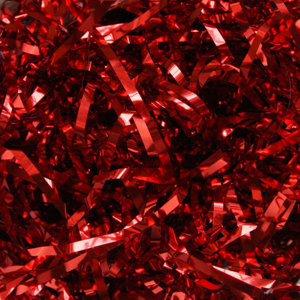 200gsm metallisk strimlet papir (rødt), ideelt for gavedekorering, b