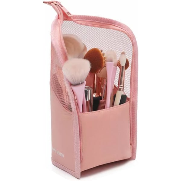 1 styks makeup børste arrangør taske PVC klar børste pose Brugt til kvinder piger Bærbar rejse makeup børste arrangør taske (pink)
