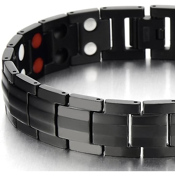 Raffinerede stil - Magnetarmbånd i titanium til mænd - Element med germaniummagneter - Værktøj til fjernelse af led inkluderet, sort