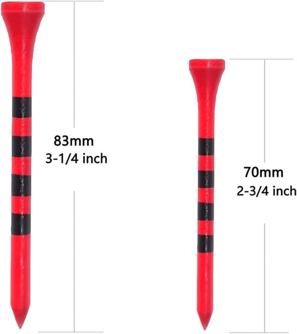 Bambu Golf Tee 83mm Pakkaus 100, Punainen Väri, Golf Stripe Bambu Tee Nail Stripe Golf Style Tee70mm Pallonpidike