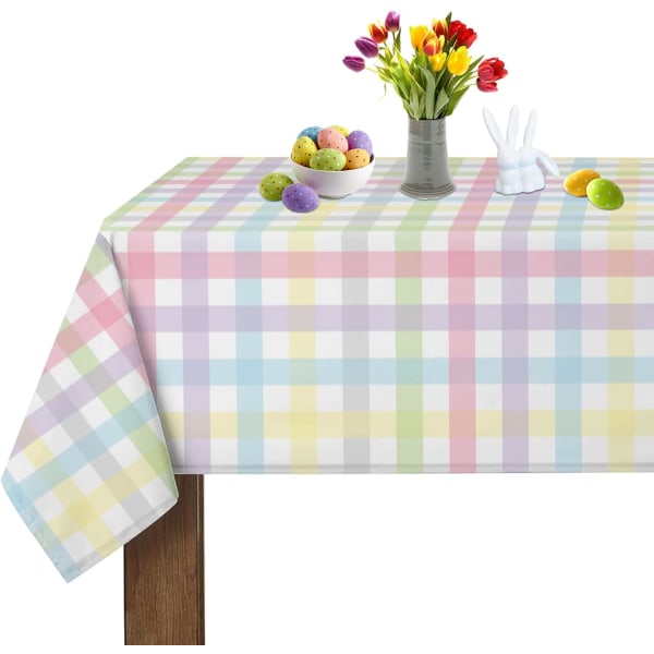 Spring Easter tablecloth rectangular tablecloth 140*140cm watercolor buffalo plaid plaid tablecloth spill-proof tablecloth