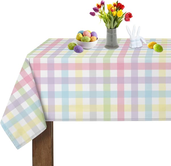 Vår påskduk rektangulär duk 140*140cm akvarell buffelrutig rutig duk spill-proof duk
