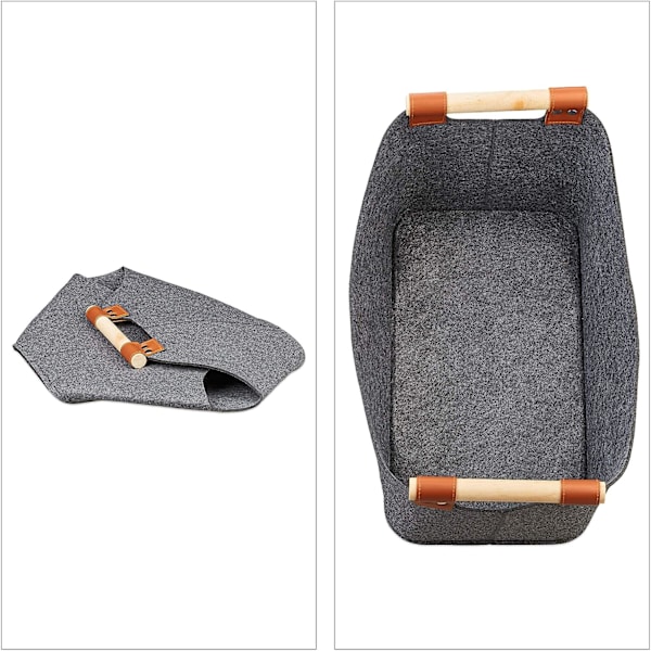 Filthåper, oppbevaringskurv, sammenleggbar, eske med håndtak, mørkegrå 34*22* ​​​​​​22cm